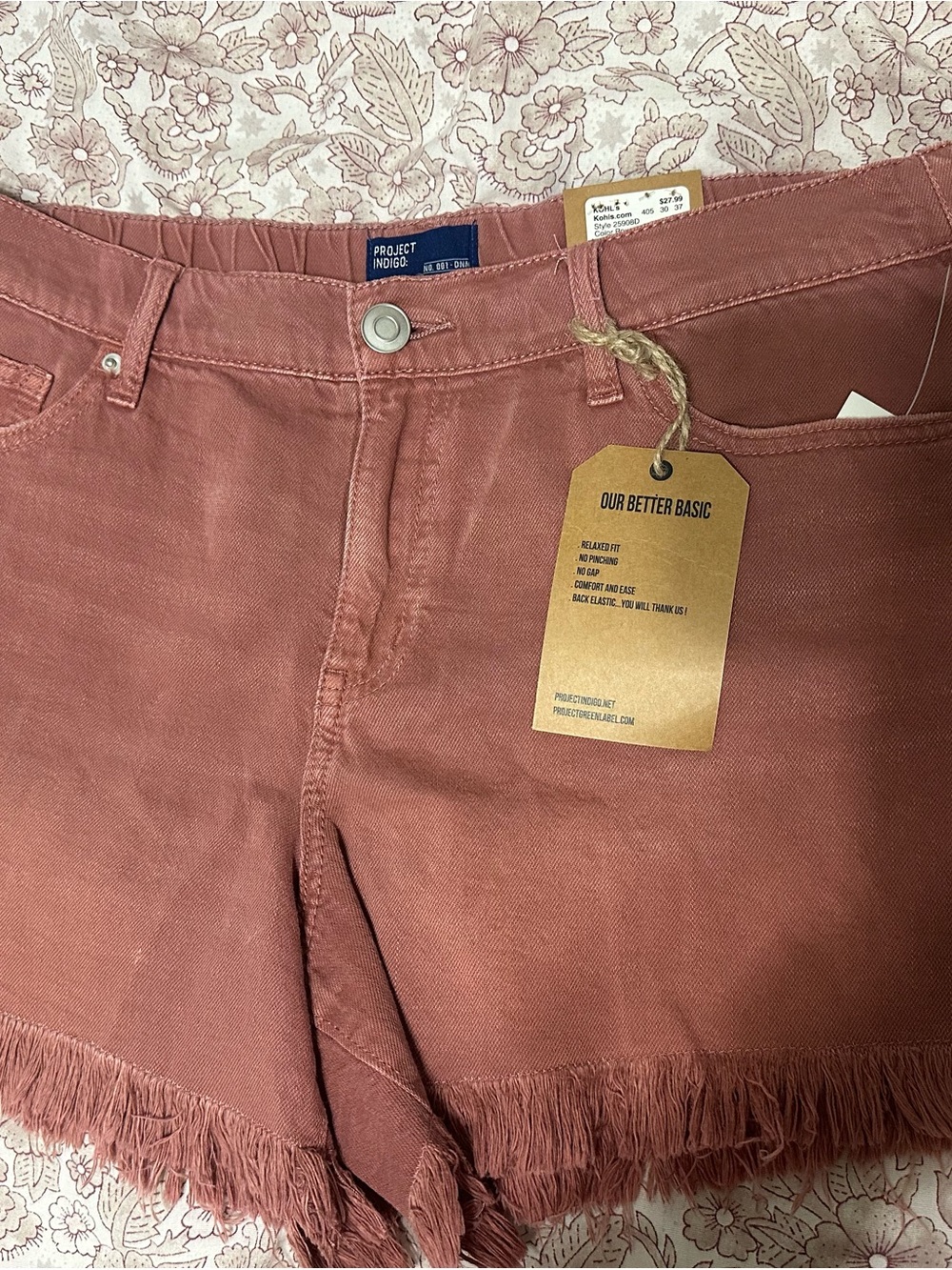 Kohl's Project Indigo Dusty Rose Frayed Hem Shorts